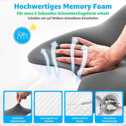 BRO ergonomisches Nackenstützkissen aus Memory Foam, 60x40x13cm