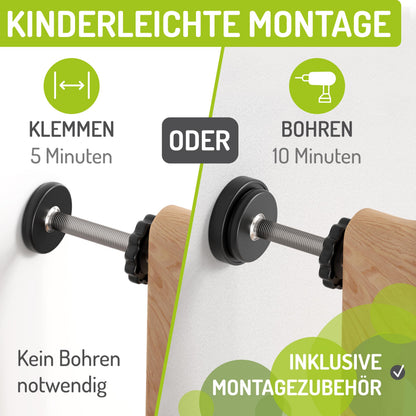 BOMI Miko Baby Schutzgitter – Holz Schwarz 95-103cm ohne Bohren