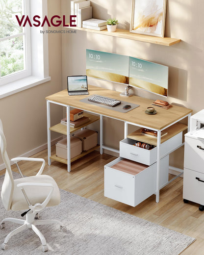 VASAGLE Computertisch LWD104Y01 mit 2 Schubladen, 140 x 60 cm