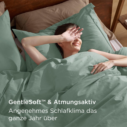 BEDSURE Bettwäsche Set 135x200 cm Baumwolle Salbeigrün 4teilig