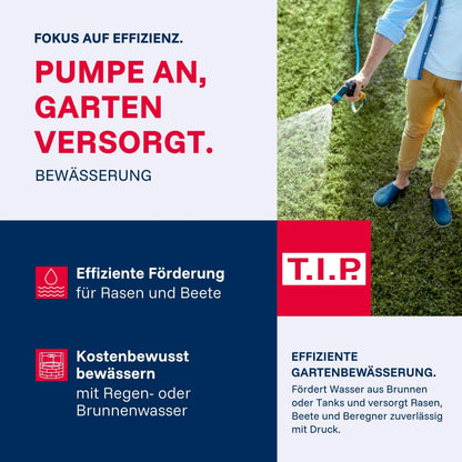 T.I.P. GP 5000 INOX Gartenpumpe Edelstahl, selbstansaugend, 1.200 W