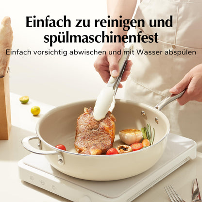 Redchef Bratpfanne 28cm Keramik Induktion Antihaft Beige mit Deckel