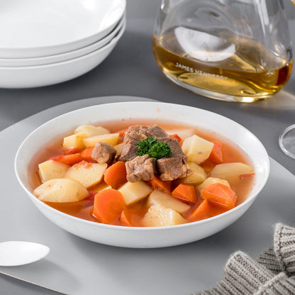 MALACASA Regular Pastateller Set 6-teilig, Porzellan, cremeweiss