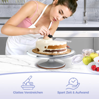 Ohuhu Tortenplatte drehbar, Aluminium Drehteller 30 cm mit Zubehör