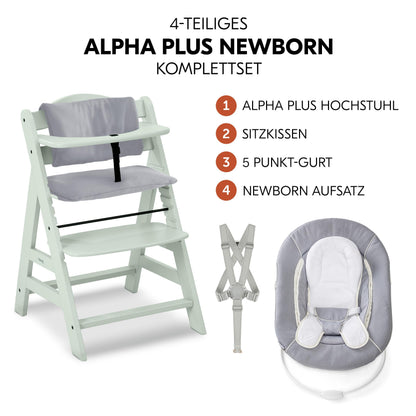 hauck Alpha+ Babyhochstuhl Newborn Set mit Bouncer 2in1, Grau