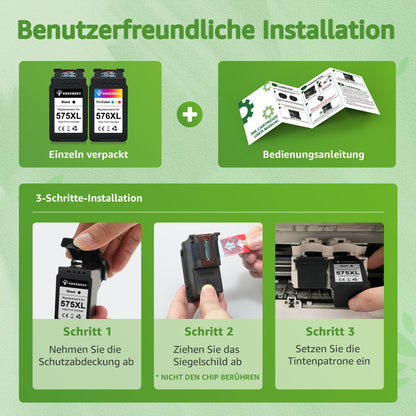 GREENSKY 575XL 576XL Tintenpatronen für Canon PIXMA, Schwarz und Farbe