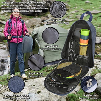 Berglander Camping-Kochutensilien-Set mit Besteck, Tellern und Tassen