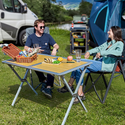 TIMBER RIDGE Campingtisch Faltbar 110x70cm – Holzoptik
