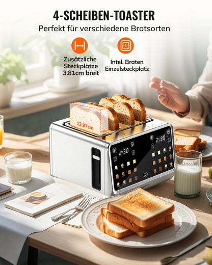 Keenstone Toaster 4 Scheiben mit Touchscreen, Edelstahl, TAC1001-CB