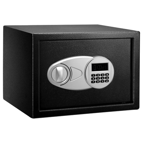 Amazon Basics Digitaler Sicherheitstresor Stahl - 14L Schwarz. Schwarzer Stahltresor sichert Wertsachen digital per PIN.
