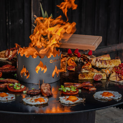 Grillrost.com Edelstahl Wokaufsatz für Feuerplatten mit 20 cm Loch