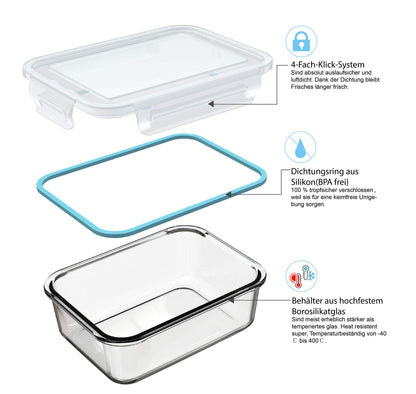 GENICOOK Vorratsdosen Set aus Glas, 9-teilig mit Deckel, luftdicht