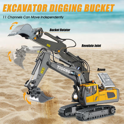 KIYTARBOO RC Bagger mit Licht und Sound, 2,4 GHz, 680° Drehung