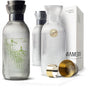 MAMEIDO Wasserkaraffe 1,5 l mit Ausgiesser und Sieb, Smoke Black, geriffeltes mundgeblasenes Glas