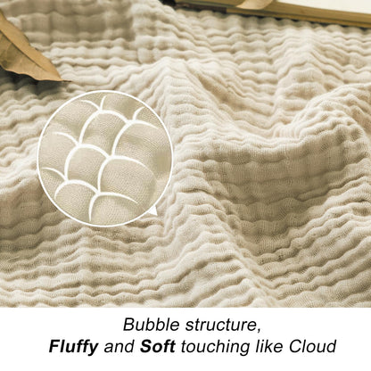 EMME Musselin-Decke Beige, 100% Baumwolle, 152 x 203 cm