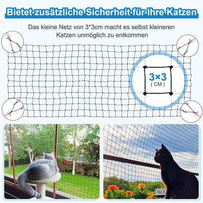 Aystkniet Katzennetz für Balkon 12 x 3 m, drahtverstärkt