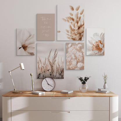 Muralo Wandbilder Set Boho Leinwand Beige 6-teilig 30x40 + 20x30 cm