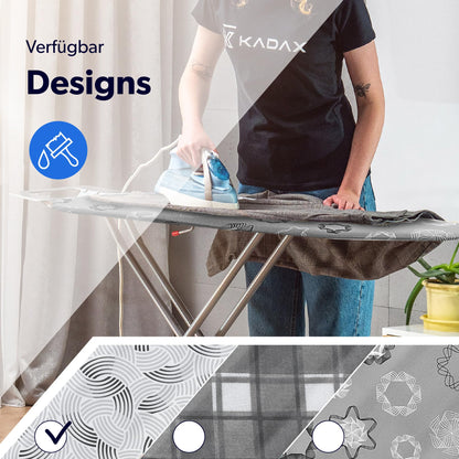 KADAX Bügelbrett klappbar mit Bügeleisenablage, 114 x 34 cm, Grau