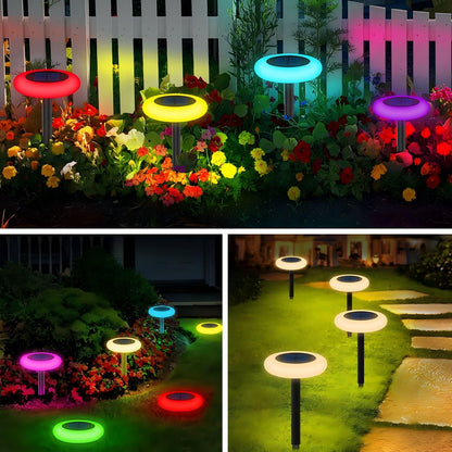 INTELAMP Solarleuchten Garten 6 Stück RGB Warmweiss mit Fernbedienung