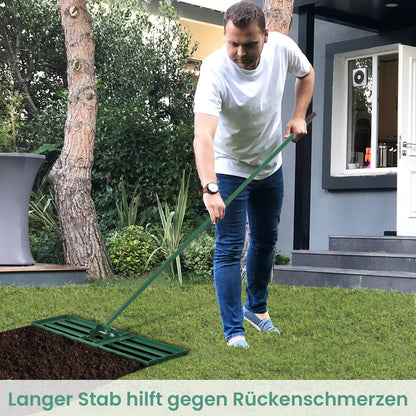 COSTWAY Rasen Nivellierrechen Metall, 91 × 25 cm, ergonomischer Griff