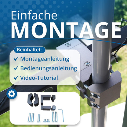 KD-TECH Sonnenschirmhalter V2 für eckige Balkongeländer ohne Bohren