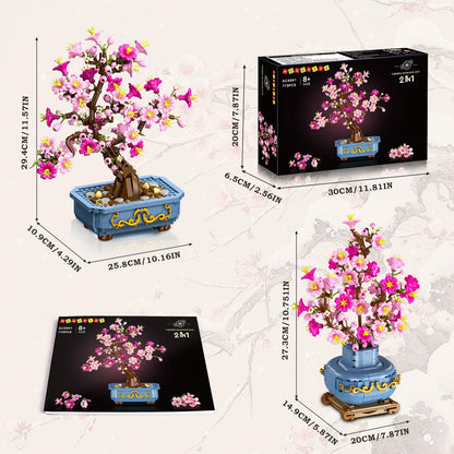 HOGOKIDS Kirschblüten-Bonsai Bauset, 2-in-1 Bausteine, 775 Teile