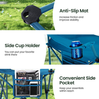 HIGH POINT SPORTS Campingstuhl faltbar 2er Set mit Getränkehalter blau