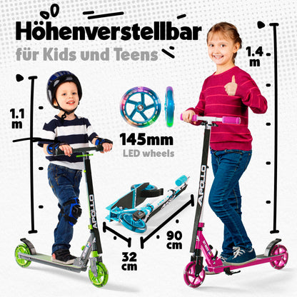 Apollo Skyracer City Roller – LED Leuchträder, Federung, klappbar