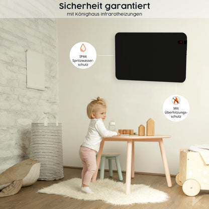 Könighaus 450W Smart Dual-Infrarotheizung V2 – Schwarz