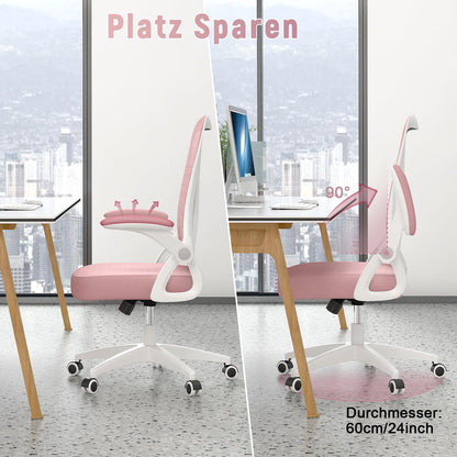 rattantree Ergonomischer Bürostuhl mit Lendenstütze – Rosa
