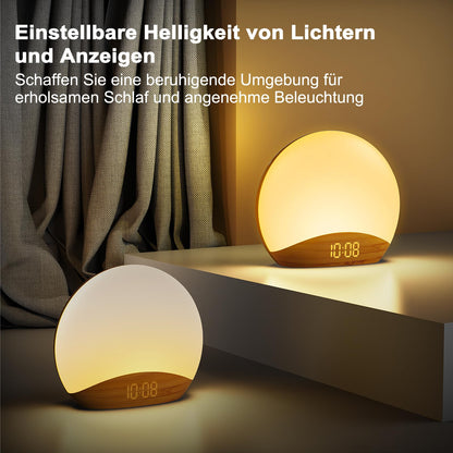 REACHER R7W Lichtwecker in Holzmaserung mit 26 Schlafsounds