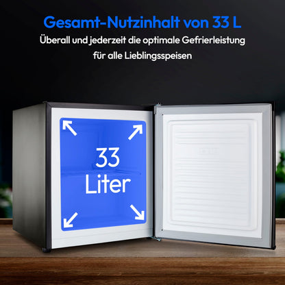 MEDION MD 37675 Mini-Gefrierschrank, 33 Liter, 4 Sterne, grau