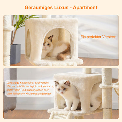 Heybly Kratzbaum HCT005SM mit Katzenbürste und Korb, Beige