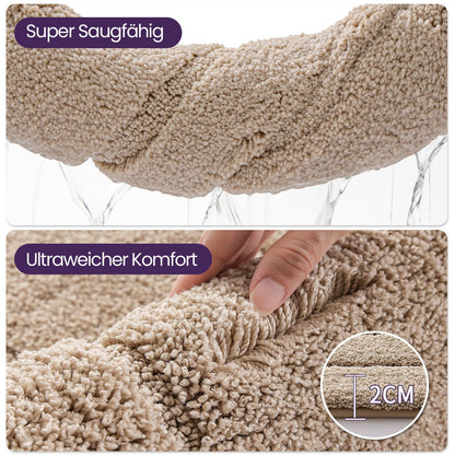 DEXI Badematte Mikrofaser rutschfest, Badteppich Beige 60 x 110 cm