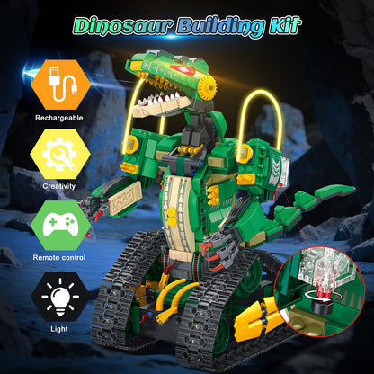 HiWEEGO Technik Roboter Bausatz 5 in 1 Dinosaurier mit Fernbedienung