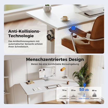 Agilestic Elektrischer Steh-Sitz Schreibtisch 100x60 cm Weiss