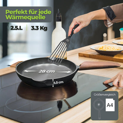 THOR Gusseisenpfanne Induktion 28cm - Geschliffene Oberfläche