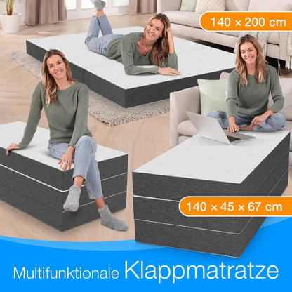 ELONEO Visco Klappmatratze 140x200 cm, 15 cm hoch, Gästematratze