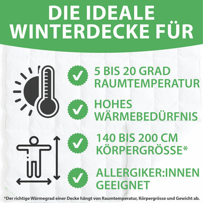 Welldora Komfort extraweiche Daunendecke 155x220 - Winter