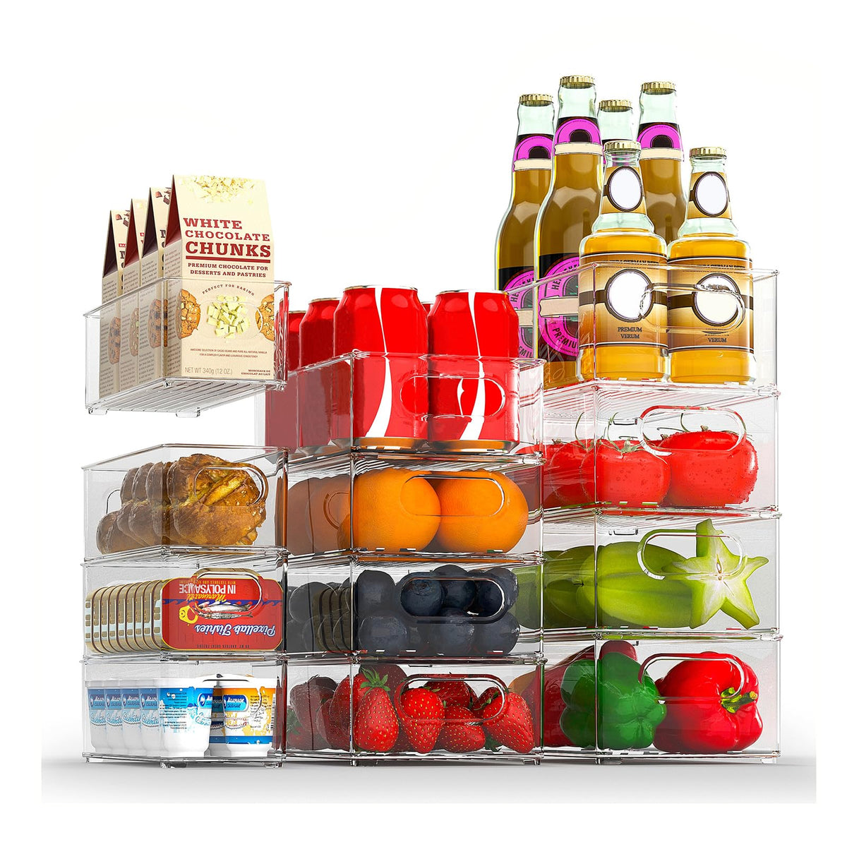 FINEW Kühlschrank Organizer 12er Set, durchsichtig, BPA-frei