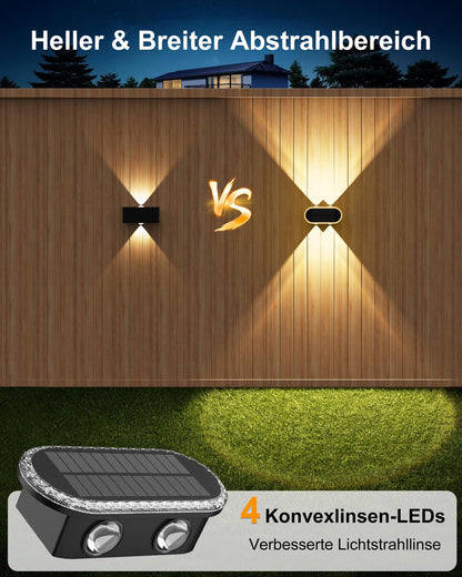 Hiromeco Solar Wandleuchte Aussen 6er-Set Up Down 3000K/4000K/6000K
