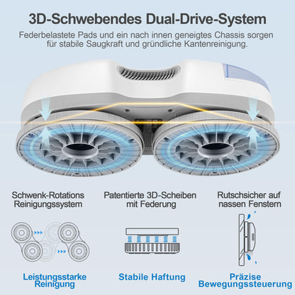 HUTT S7 Plus Fensterputzroboter, kabellos, 6500 Pa, Sprühfunktion