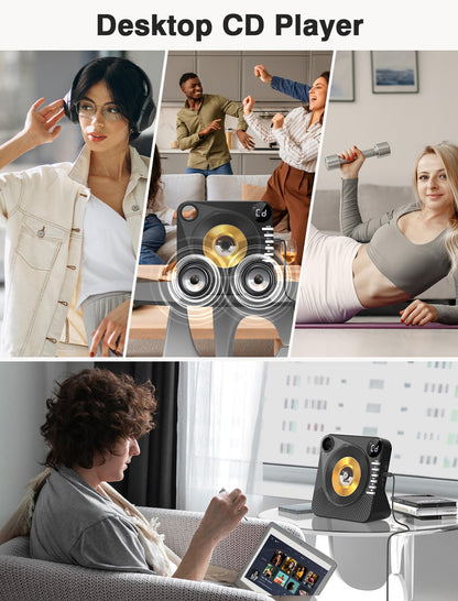Greadio CD Player mit Bluetooth 5.1, Lautsprecher und Fernbedienung