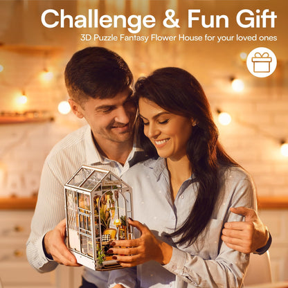 ROBOTIME DIY Book Nook Kit Gartenhaus mit LED, 3D Puzzle Modellbausatz