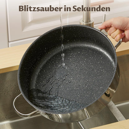 BEZIA Schmorpfanne 28 cm mit Deckel, Edelstahl 18/10, 5,2 L