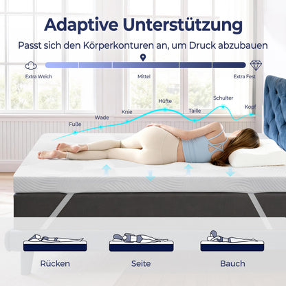 SakuraHome Matratzentopper 160x200 cm Gel-Memory-Schaum H2/H3, 8 cm