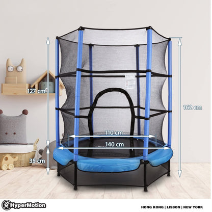 HyperMotion Kindertrampolin 140 cm mit Sicherheitsnetz, Indoor/Outdoor