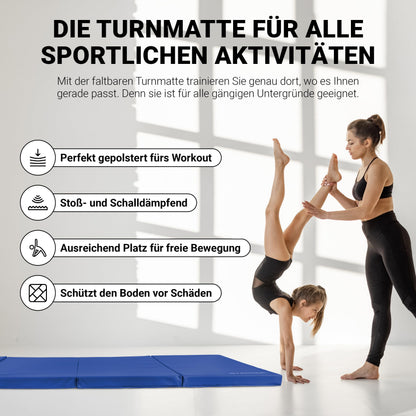 MSPORTS Turnmatte Premium klappbar – Blau 190x80x5 cm