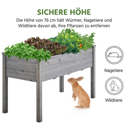 Yaheetech Hochbeet Pflanzkasten aus Holz, grau, 120,5 × 59 × 76 cm