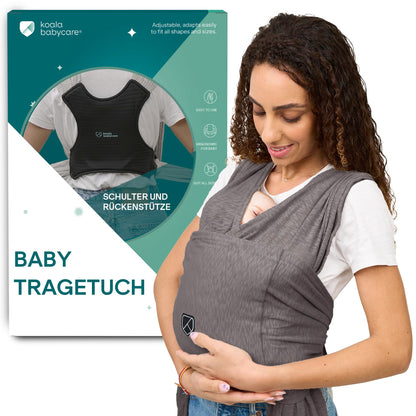 Koala Babycare Tragetuch für Neugeborene Anthrazitgrau. Langes, anthrazitgraues Tuch zum ergonomischen Tragen von Neugeborenen.